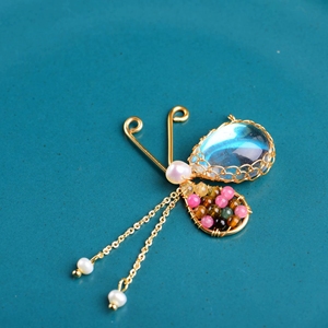 Collana placcata oro opale in ottone, collana con gabbia di cristallo gatto - Product Image 3