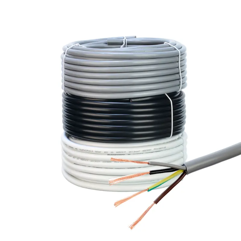 Kabel Daya insulasi pvc, kabel daya isolasi pvc, kawat tembaga fleksibel datar dengan kabel multi meter 3/4/300 v 500/450 v Rvv 2/750