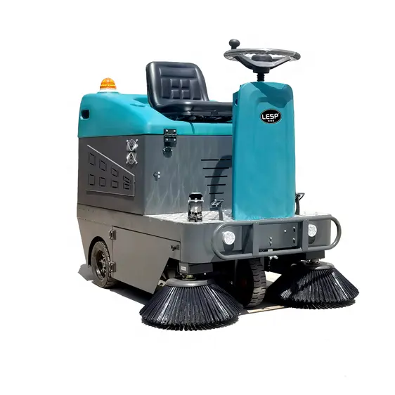 2022 LESP long battery life cleaning equipment open-air plaza road cleaning ride-on road sweeper