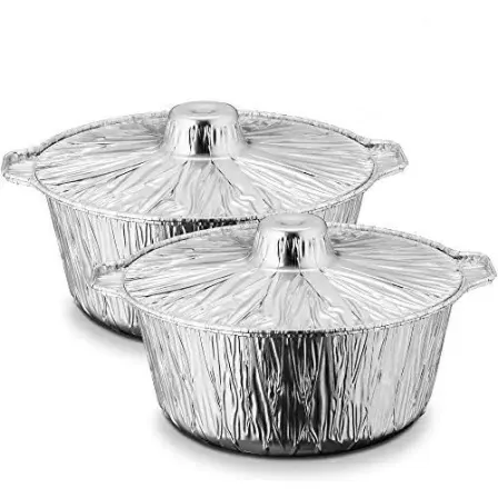 Heavy duty alumínio durável recipiente hot pot prata comida descartável alumínio tampa com alça