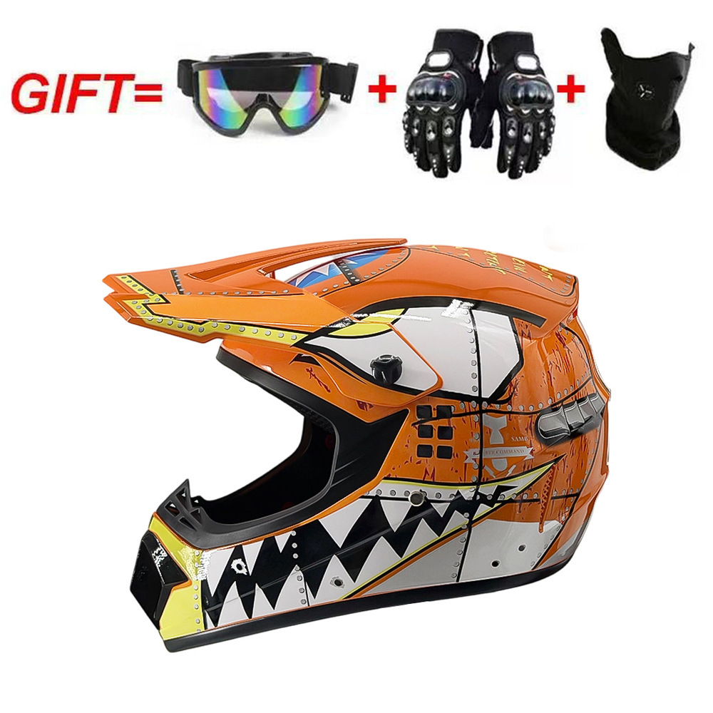 Guantes con máscara de gafas estilo tiburón de color naranja brillante