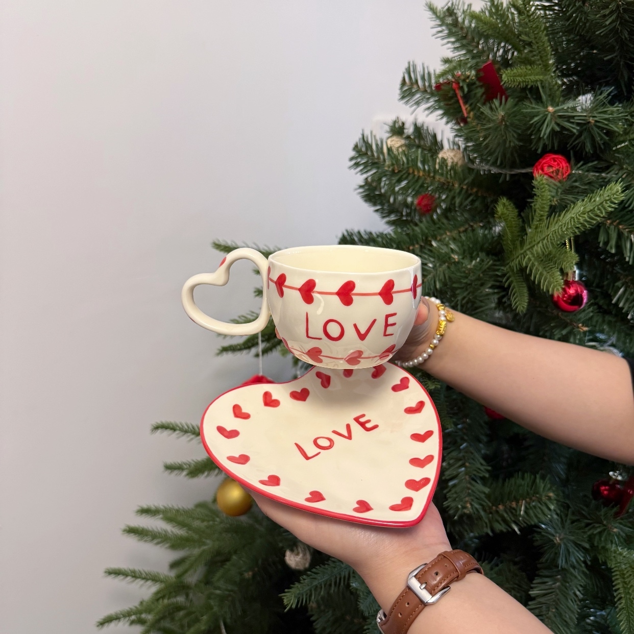 LOVE Tasse beige 280ml plat coeur