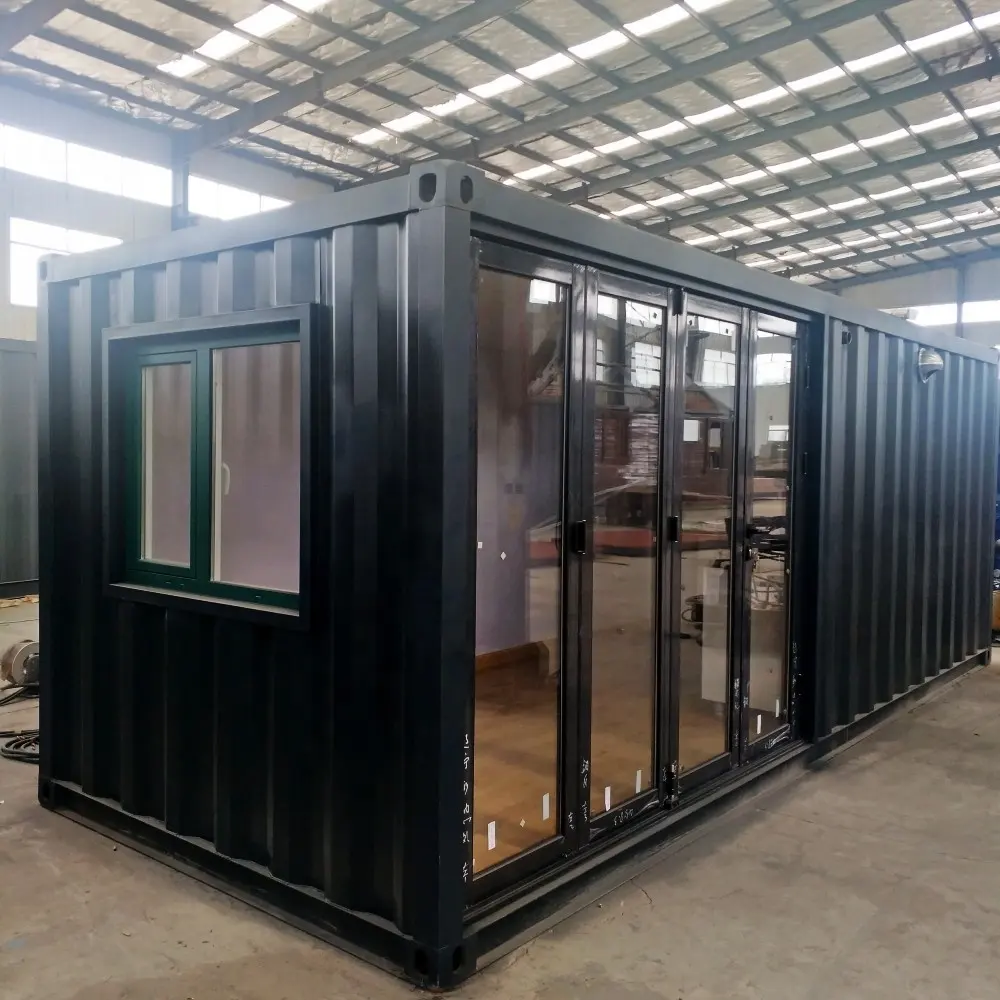 Uno-20ft listo cabina prefabricada villa moderna envío Vida de vidrio moderno modular de cocina cuarto de baño barato contenedores