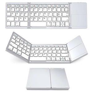 Teclado inalámbrico ultradelgado B033, Mini teclado portátil BT, tres pliegues, para teléfono móvil, tableta, oficina, Universal, con panel táctil - Product Image 2