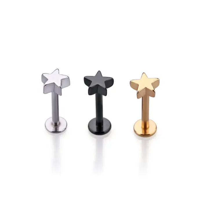 Anello Labret in acciaio inossidabile 16G cuore stella labbro orecchio cartilagine Tragus Helix Piercing Stud Body Jewelry