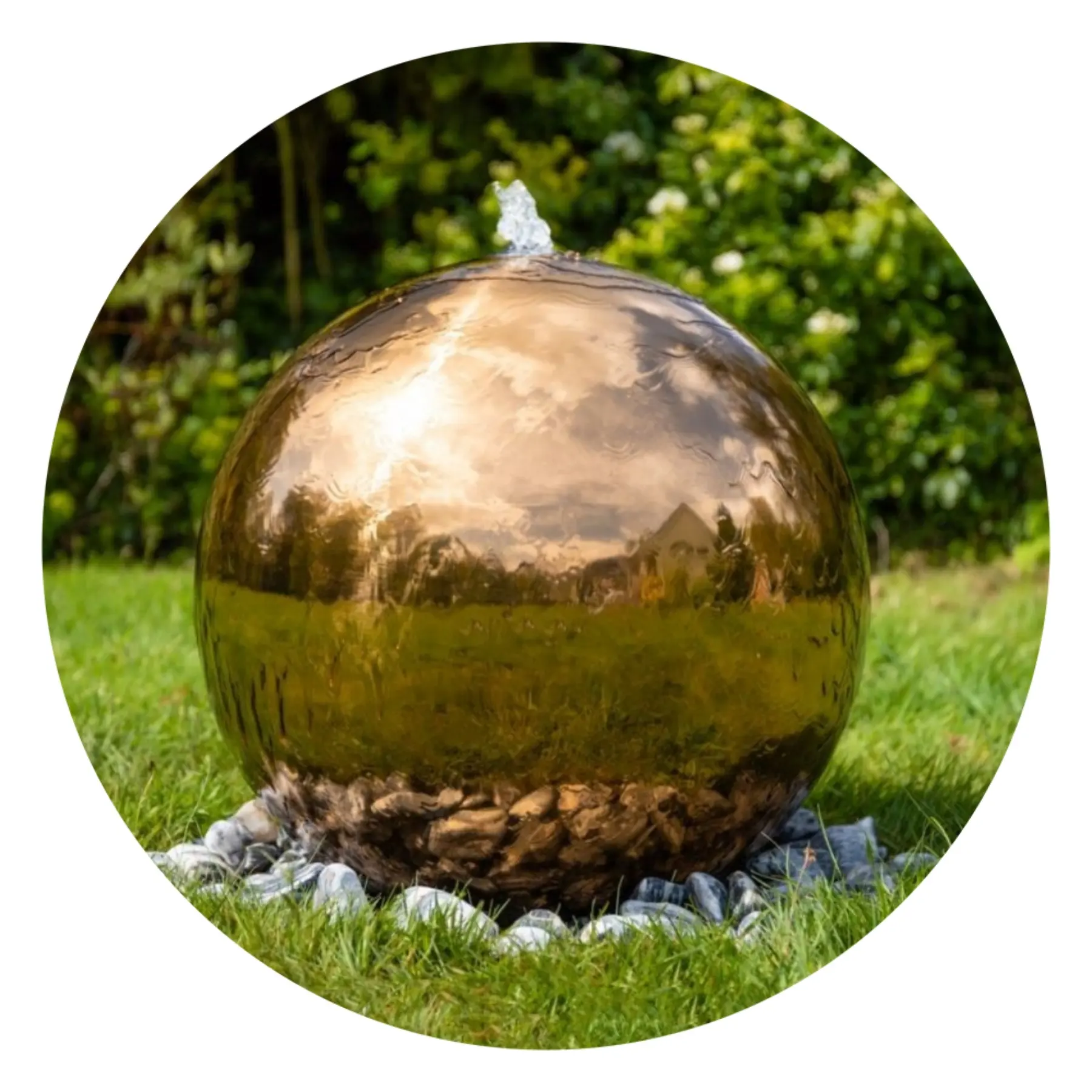 Cascadas de jardín, escultura de fuente de esfera de acero inoxidable de Metal grande