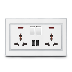 Interruptor de luz de pared estándar del Reino Unido, controles de botón pulsador, toma de corriente roja, blanca, OEM ABS SDK, tecnología moderna, productos eléctricos - Product Image 3