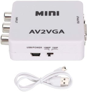 Convertidor Mini VGA a AV RCA de 1080P con audio de 3,5mm Adaptador VGA2AV CVBS Adaptador de PC a HDTV 1080P 60Hz con audio de 3,5mm