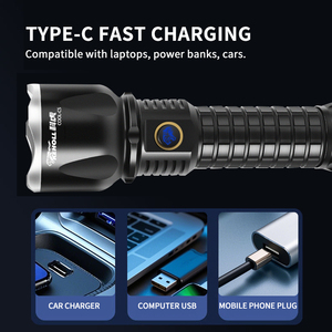 1700 lumen cao lumens 500m dài phạm vi Zoomable có thể sạc lại làm việc ánh sáng IP66 bên ánh sáng điện hiển thị tay <span class=keywords><strong>Torch</strong></span> Led đèn pin - Product Image 2