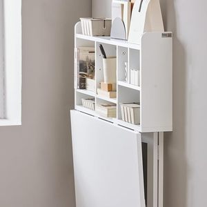 Pequeño escritorio plegable de madera multifuncional montado en la pared Escritorio de ordenador plegable mesa de ordenador con estante - Product Image 6