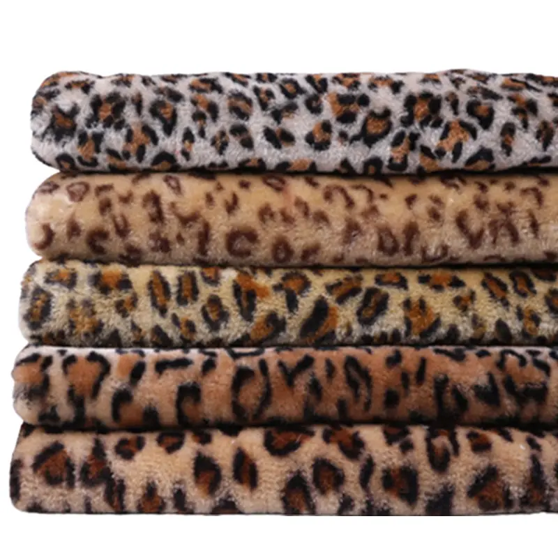 Leopardo Impressão Malha Polar Sherpa Fleece Tecido para Cobertor De Casaco De Inverno