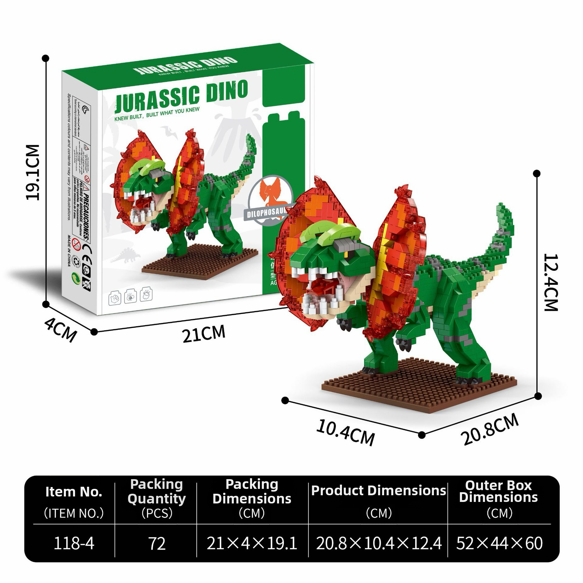 Dilophosaurus building blocks-lego bricks