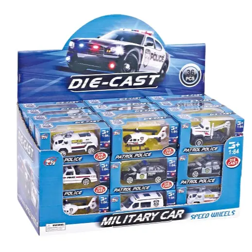 Caja de color modelo de coches vehículo de policía F Cle rueda libre coches de juguete Venta caliente policía juguete Unisex Runbo juguetes 1:64 Aleación de Metal surtido
