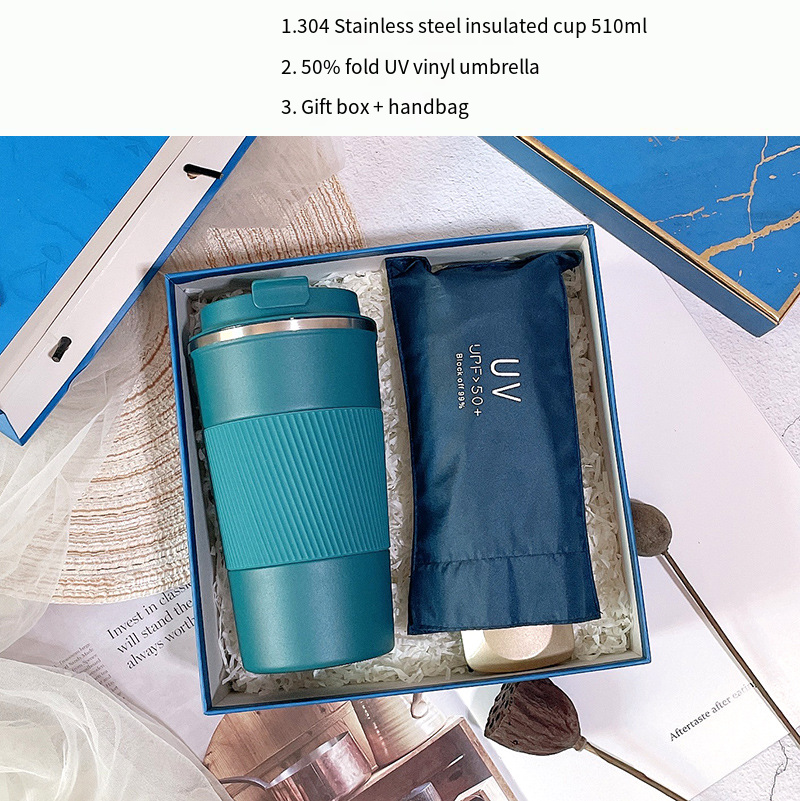 Thermos cup+Umbrella(blue)