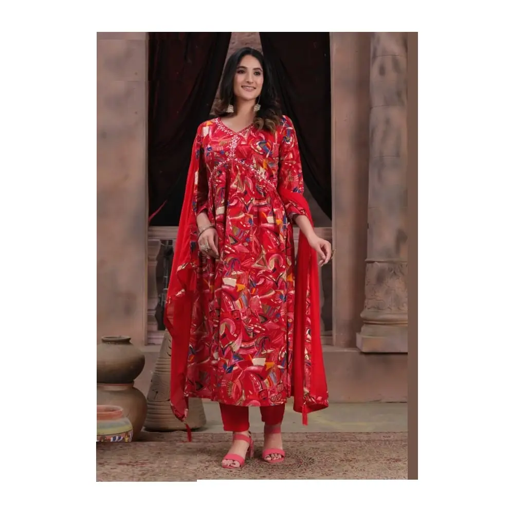 Nouvelle Collection Alia Cut Kurtis Pant Dupatta avec Handwork Modern Kurti Set pour Femmes Festival et Party Wear