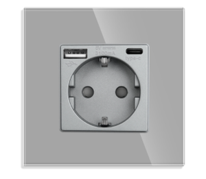 批发Bingoelec欧盟标准德国16A黑色玻璃面板插座插头带<span class=keywords><strong>Usb</strong></span>端口的电源插座墙壁插座