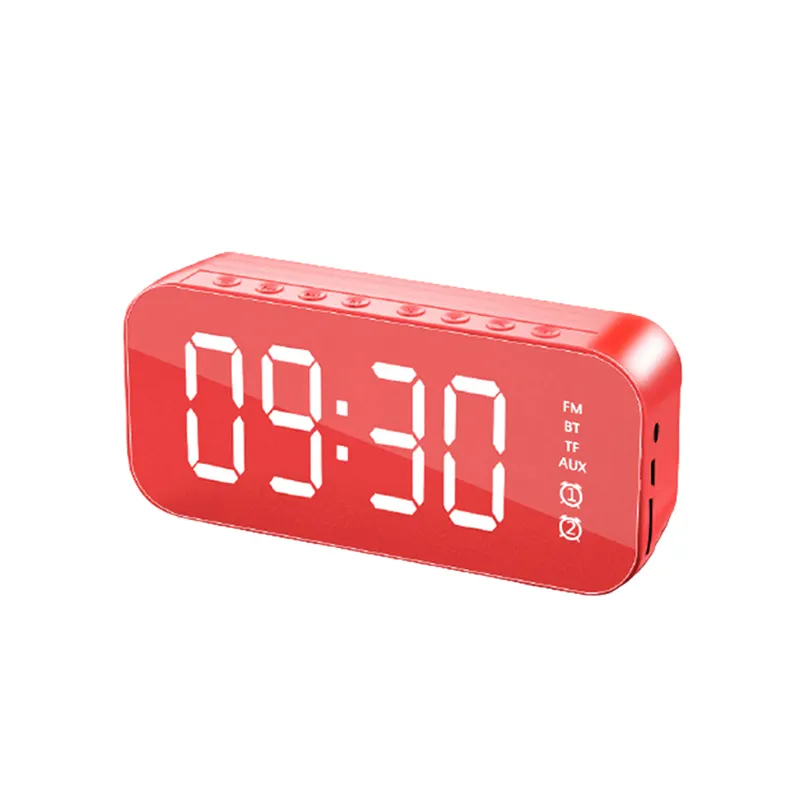 스마트 시간 디스플레이 LED 휴대용 거울 알람 시계 시간 표시 조명 다기능 BT 5.0 스피커 서브 우퍼