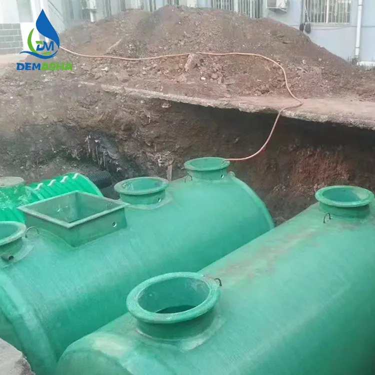 DMS yeraltı tipi evsel kanalizasyon arıtma sistemi biyogaz evsel atık su arıtma FRP septik tank