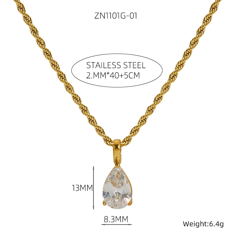 Gold-transparent diamond tail pendant