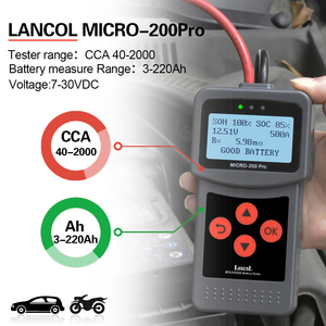 Lancol เครื่องวิเคราะห์แบตเตอรี่รถยนต์3-220Ah 12V ของ MICRO-200pro พร้อมจอ LCD ระบบทดสอบแบตเตอรี่แบบมีไฟ - Product Image 2