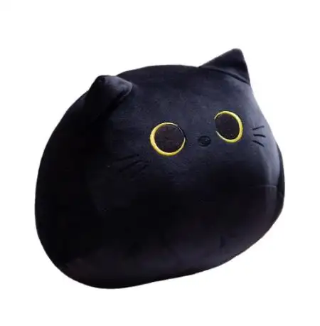 Piccolo gatto di peluche nero morbido peluche bambola cuscino di peluche giocattoli per bambini Design a forma di gatto cuscino per divano gatto nero peluche