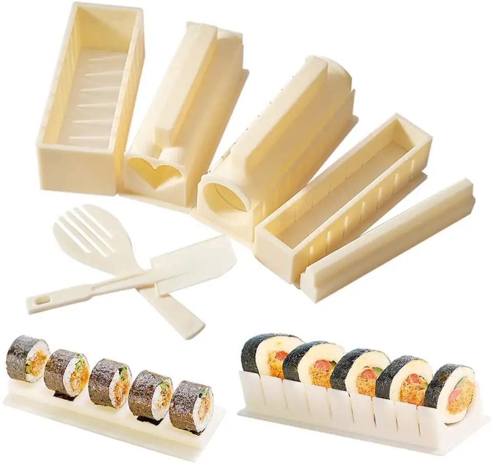 Per La Preparazione di Sushi Set FAI DA TE 10 Pezzi di Sushi Maker Roller 8 Sushi Rotolo di Riso Della Muffa Forme di Grado Alimentare per I Principianti