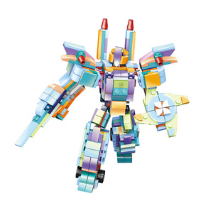 Bunte Kunststoff Kinder Roboter Bausteine Pädagogische DIY Montage Digitale mathematische Symbole Nummer Verformung Roboter Spielzeug - Product Image 5