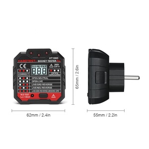 เครื่องทดสอบซ็อกเก็ตหน้าจอดิจิตอล HT106B HT106D,เครื่องตรวจจับการตรวจสอบเฟสขั้วปลั๊กทดสอบแรงดันไฟฟ้ามัลติฟังก์ชัน HT106E - Product Image 4