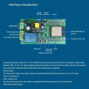 P32 scheda di sviluppo a relè singola AC90-250V scheda di sviluppo ESP32 I/O porta UART del programma di Download porta 4M Byte Flash - Product Image 4
