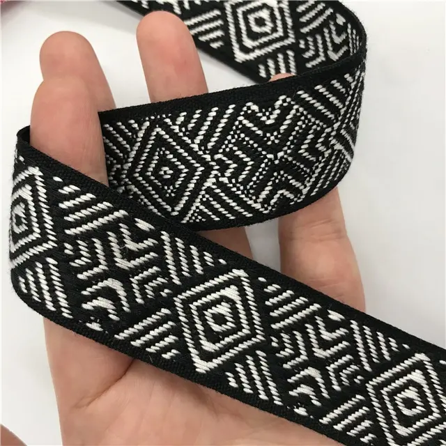 Wholesale geometric polyester Jacquard Ribbon webbing Lace Trim Decorative for DIY Crafts and Gift Wrapping