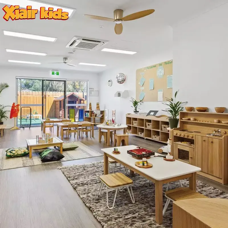 Xiair Kids Preschool Daycare Furniture For Creche Montessori Furniture Nursery Wooden Table Chair Sets Kindergarten Furniture
