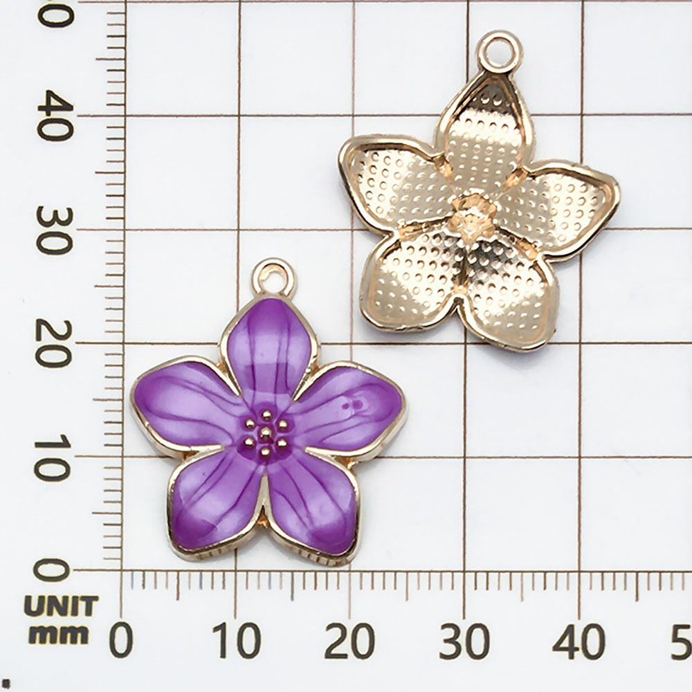 One purple cherry blossom with oil droplets - 2.6g - 28*25mm - 18835