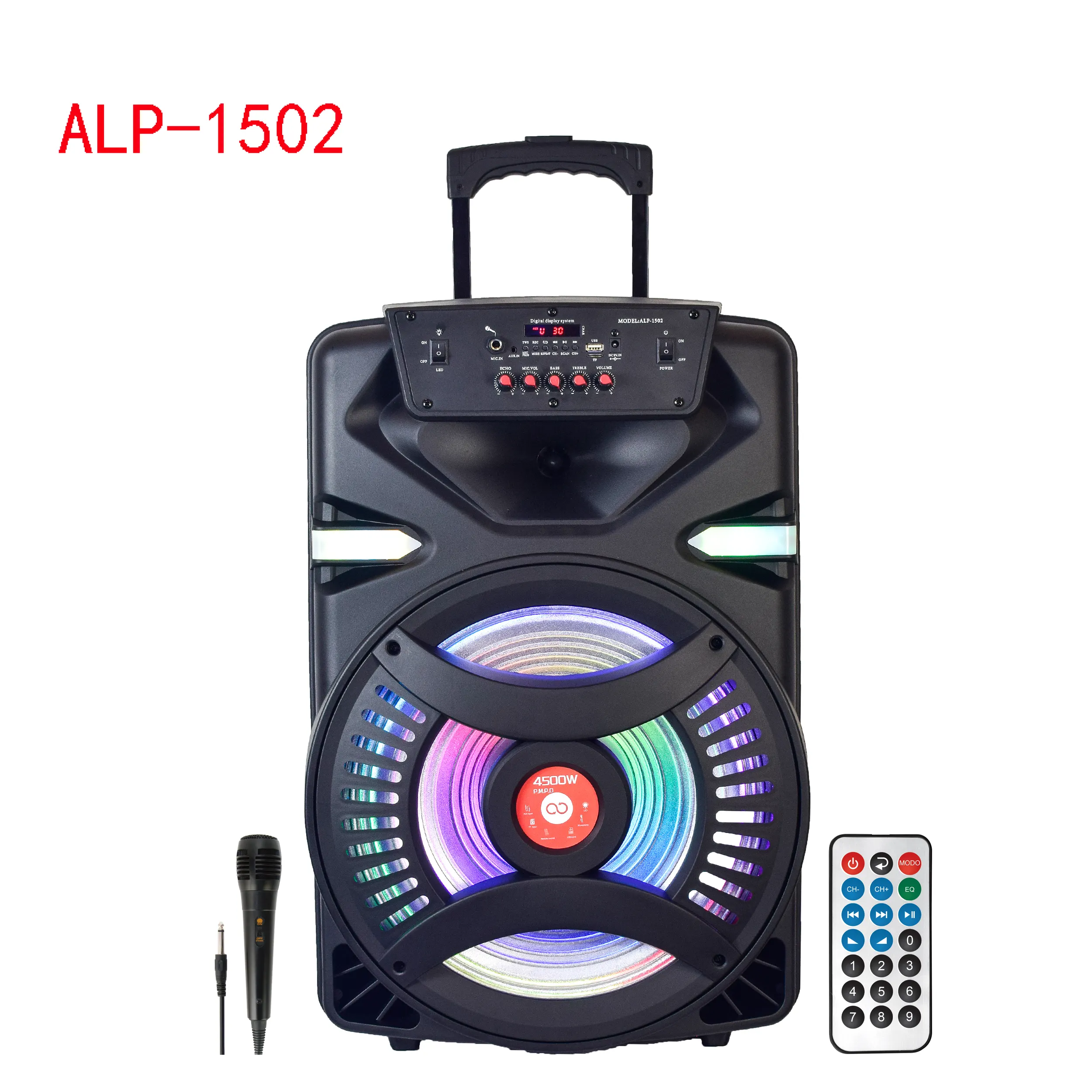 Carrito de karaoke portátil multimedia con ruedas, caja de altavoz con ruedas, 15 pulgadas, novedad de 2023