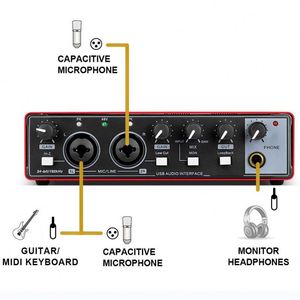 Interfaz de audio udio nterface 48V 2ut UT omputer, interfaz de grabación USB - Product Image 5