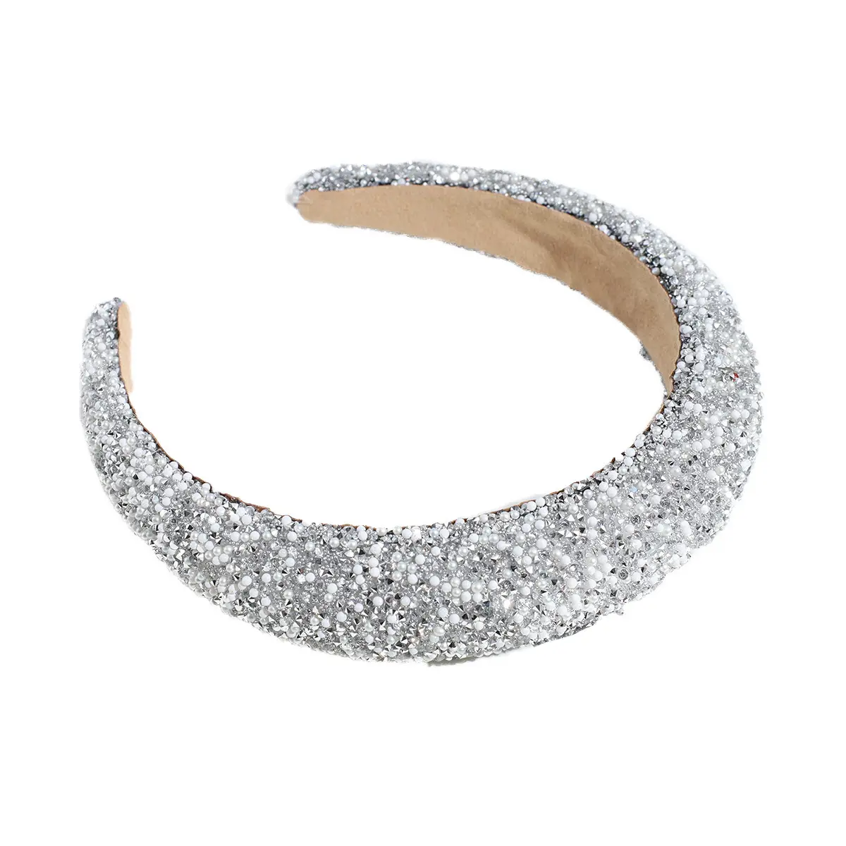 Commercio all'ingrosso donne glitter leather hairband hoop animal feather millinery fascinator hat per ladies party