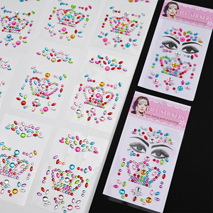 12 Cái/Bộ 3D đầy màu sắc Rhinestone tinh thể kim cương mặt dán tự dính mắt cơ thể jems sricker DIY sao tình yêu mặt Sticker - Product Image 4