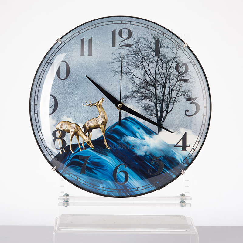 Concave and convex glass wall clock elk clock face 12 inch