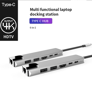 XPUT 4K <span class=keywords><strong>Hub</strong></span> <span class=keywords><strong>USB</strong></span> 3.0 RJ45 Multiport adaptörü şarj 6 in 1 alüminyum alaşım tipi C Laptop ve PC için uyumlu - Product Image 2