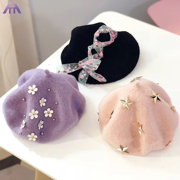 Gorros de lana para bebés y niños, boinas de lana para niño y niña, gorro de pintor, gorro francés