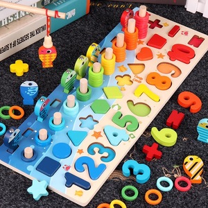 Montessori Children's <strong>5</strong> <strong>in</strong> 1 Fishing <strong>Counting</strong> Number Shape Digital Board Game Educational Matching Learning Playing for Kids - Product Image 2