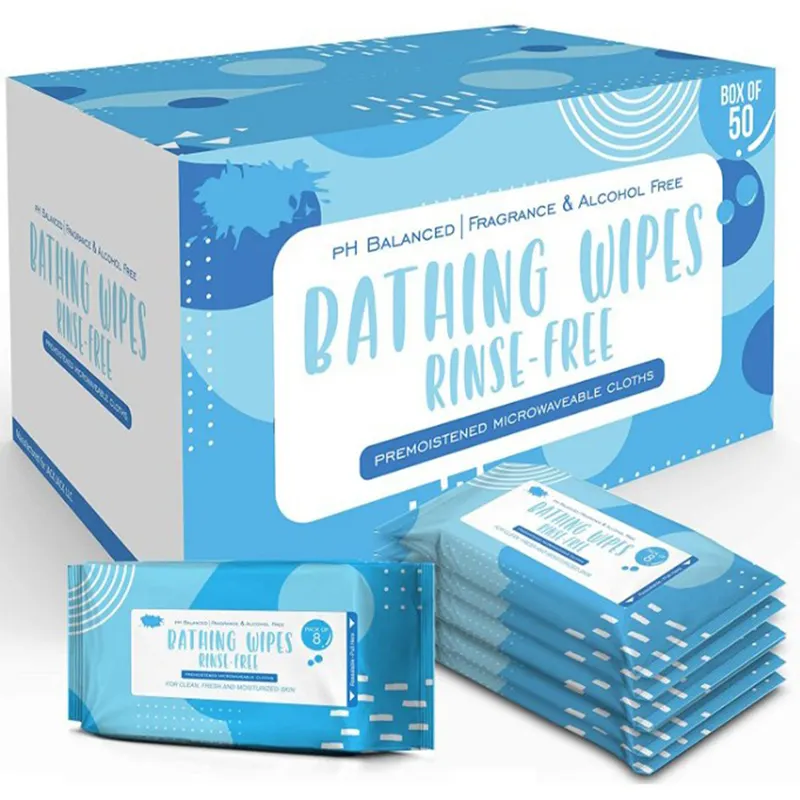 Lingettes de douche jetables 8 pièces pour adultes Lingettes pour le corps hypoallergéniques Lingettes de bain sans rinçage Utilisation pour les soins et le nettoyage de la peau