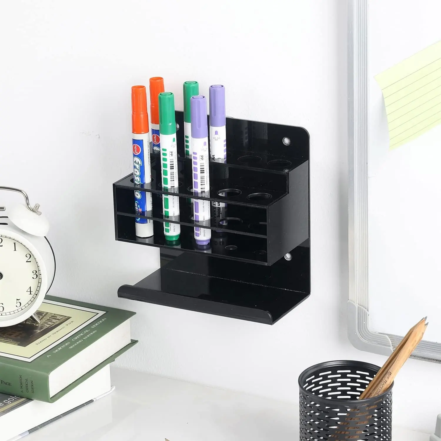 HQ Premium Acrílico Dry Erase Marcador titular Preto whiteboard acessórios organizador caneta titular para home office