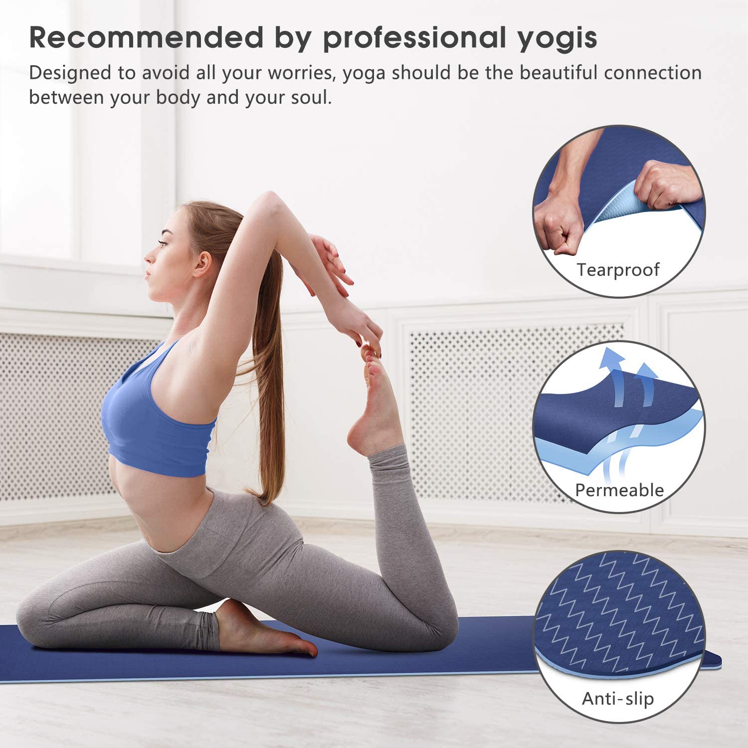 Kompresi Mudah TPE Yoga Mat Lipat Shock Absorbing Ramah Lingkungan 4