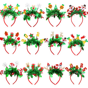 Hot Selling Christmas Decorations 2025 <strong>Digital</strong> Headpiece Color Bar Hair Hoop Elk Snowman Headband for Party Dress and New <strong>Year</strong> - Product Image 1