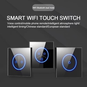 Yeni 10A LED cam Panel akıllı dokunmatik ekran ışık anahtarı ab İngiltere standart 1/2/3 Gang büyük halka daire D WiFi Tuya uzaktan akıllı ev - Product Image 3