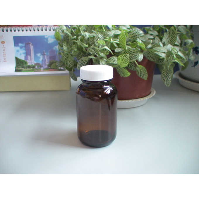 Garrafa de vidro da boca larga do âmbar 75cc da fábrica chinesa para pílulas da vitamina