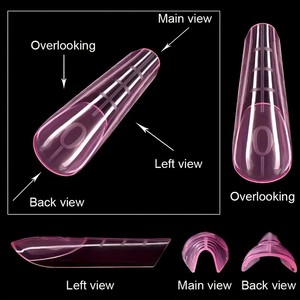 120 adet pembe fransız tırnak çift formları tırnak uzantıları hızlı yapı jel yapay tırnak ipuçları - Product Image 6