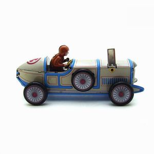 EE1346 klasik rüzgar Up araç teneke oyuncak el yapımı Vintage Metal Clockwork bahar Racer araba modeli Clockwork oyuncak - Product Image 5