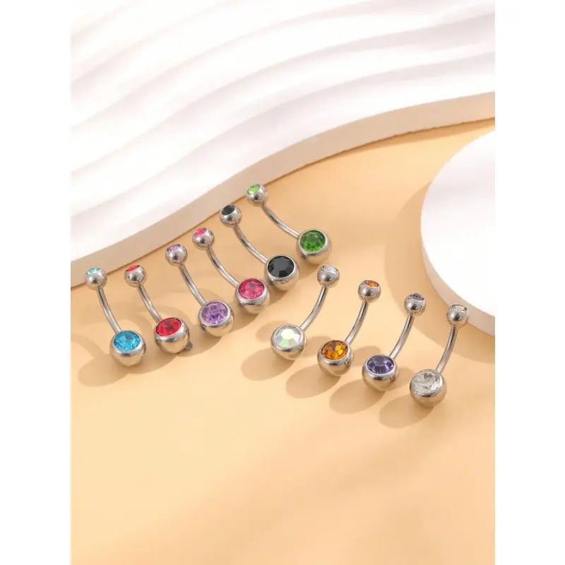 Set di anelli per ombelico con doppia gemma 10 pezzi, gioielli per Piercing all'ombelico in acciaio inossidabile Unisex
