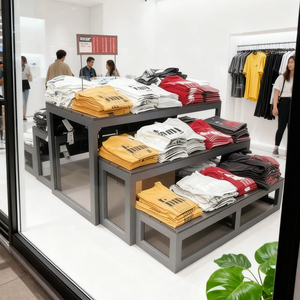 Hiện Đại kim loại gỗ tùy chỉnh hiển thị giá bán lẻ quần áo cửa hàng hiển thị đứng - Product Image 4